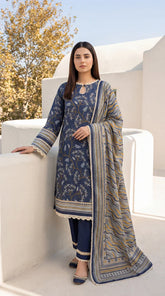 MDL 3 PC Unstitched Digital Printed Lawn Suit - SH-0014-26