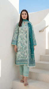 MDL 3 PC Unstitched Digital Printed Lawn Suit - SH-0016-26