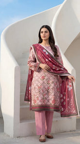 MDL 3 PC Unstitched Digital Printed Lawn Suit - SH-0017-26