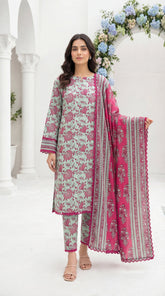 MDL Digital Printed 3 Piece Lawn Suit - AL-0007-26
