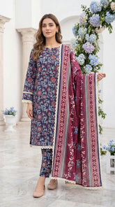 MDL Digital Printed 3 Piece Lawn Suit - AL-0009-26
