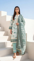 MDL 3 PC Unstitched Digital Printed Lawn Suit - SH-0013-26