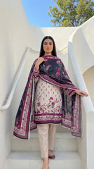 MDL 3 PC Unstitched Digital Printed Lawn Suit - SH-0015-26