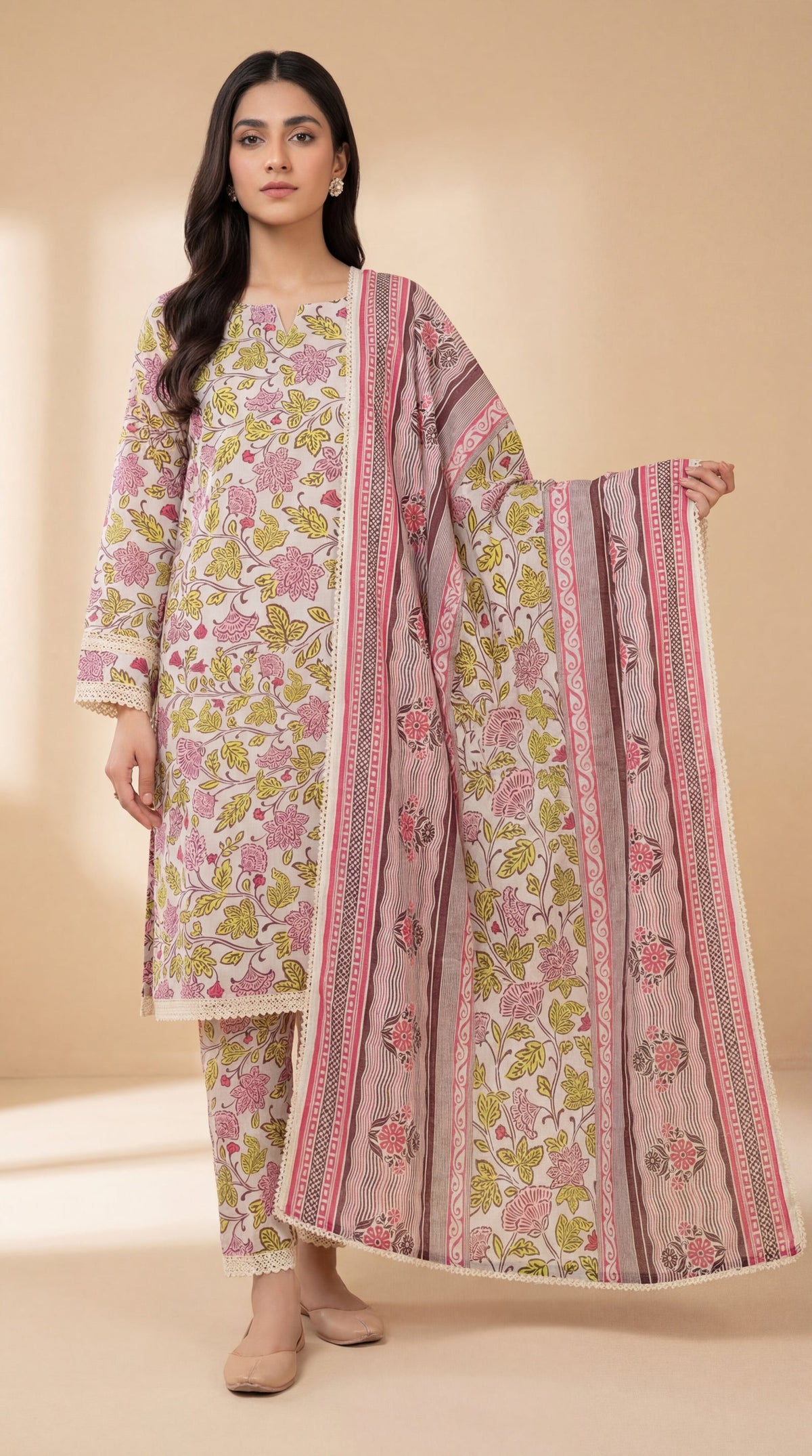 MDL Digital Printed 3 Piece Lawn Suit - AL-0001-26